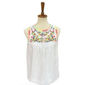 J. Crew Floral Embroidered Sleeveless Top Size 8